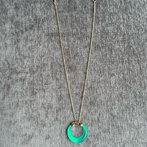 Alexis Bittar Elegant Gold and Green Pendant Necklace